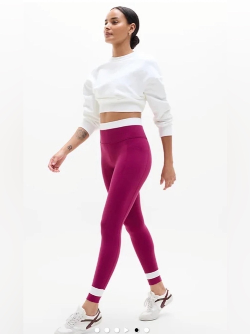 NWOT Athleta Salutation Stash Double Up Wildberry/White Tight Size S